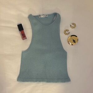 Zara Light Blue Knit Tank Top
